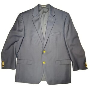 Lauren Ralph Lauren Navy Blue Blazer Men's 46R 100% Wool Gold Crest Button Coat